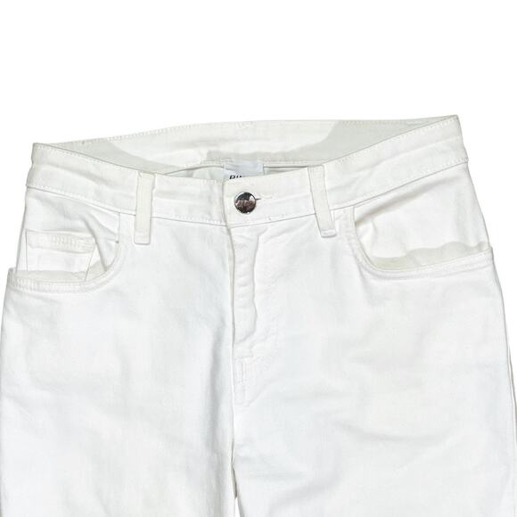 Pinko White Bootcut Jeans With Rhinestone & Pearl Embellishments Size 25 - Picture 8 of 10